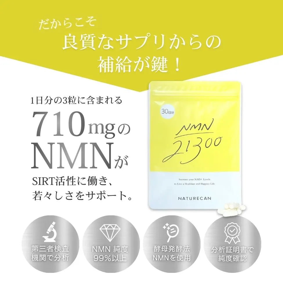 NMNサプリ|純度99%以上の国内製造【Naturecanの次世代エイジングケア NMNサプリ|純度99%以上の国内製造【Naturecanの次世代エイジングケア