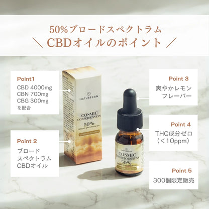 【限定商品】COSMIC CONSCIOUSNESS 50％ ブロードスペクトラムCBDオイル レモン味