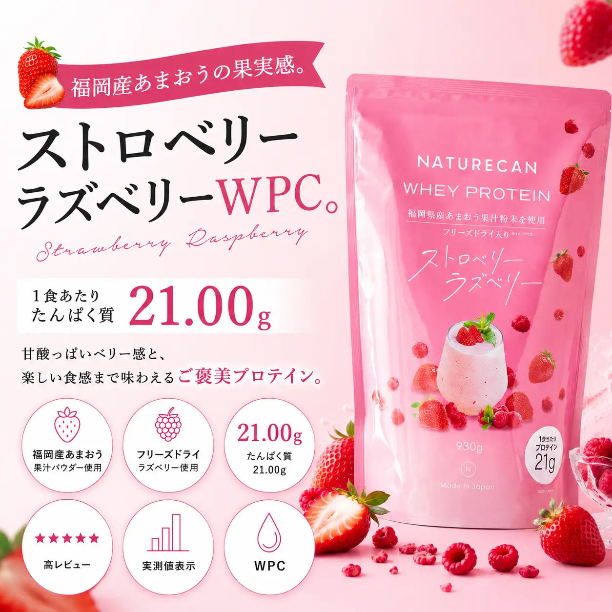 【期間限定】ホエイプロテイン（WPC）ストロベリーラズベリー